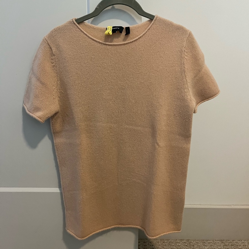 Theory Women's Short Sleeve Sweater - Blush / Tan